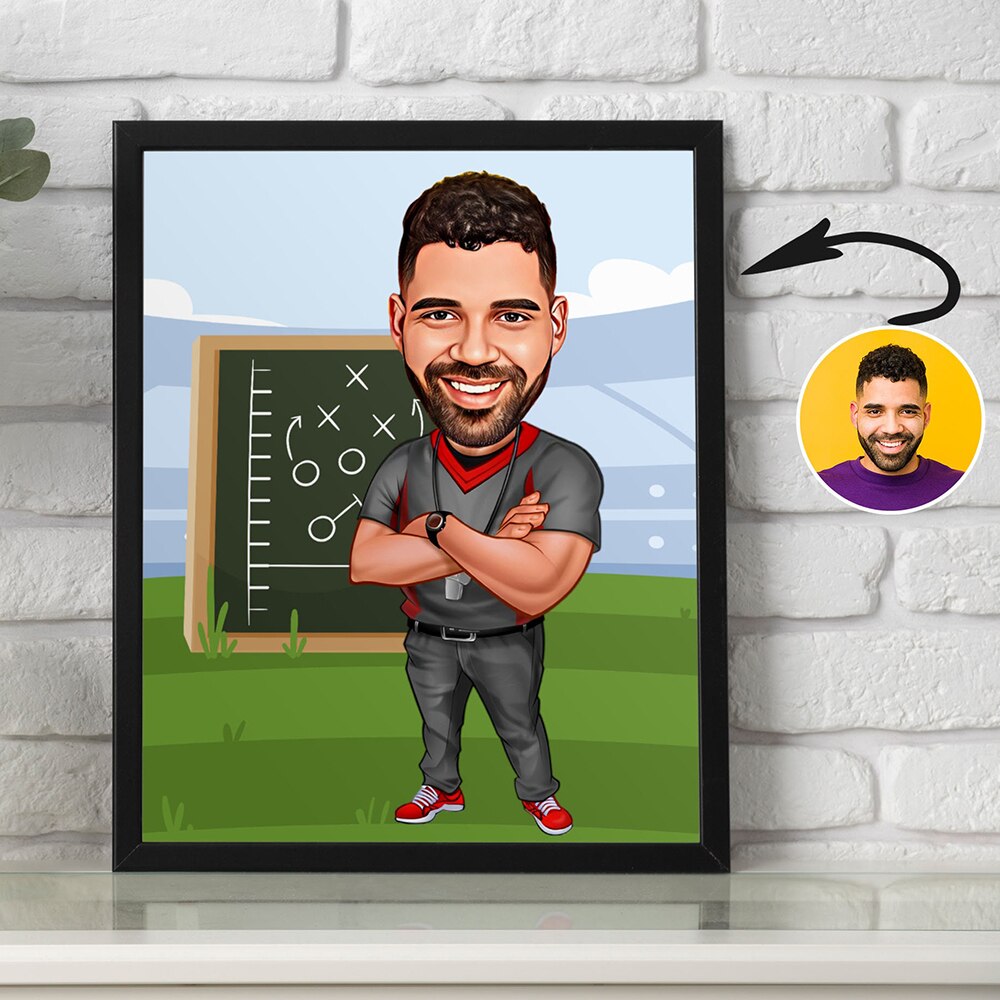 Personalized Football Basketball Coach Sports Cartoon Wall Art Poster And Prints Picture Canvas Painting Decoration for Stadium
