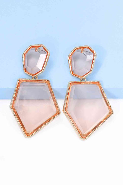 Geometrical Shape Zinc Alloy Frame Resin Dangle Earrings