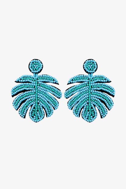 Beaded Banana Leaf Earrings