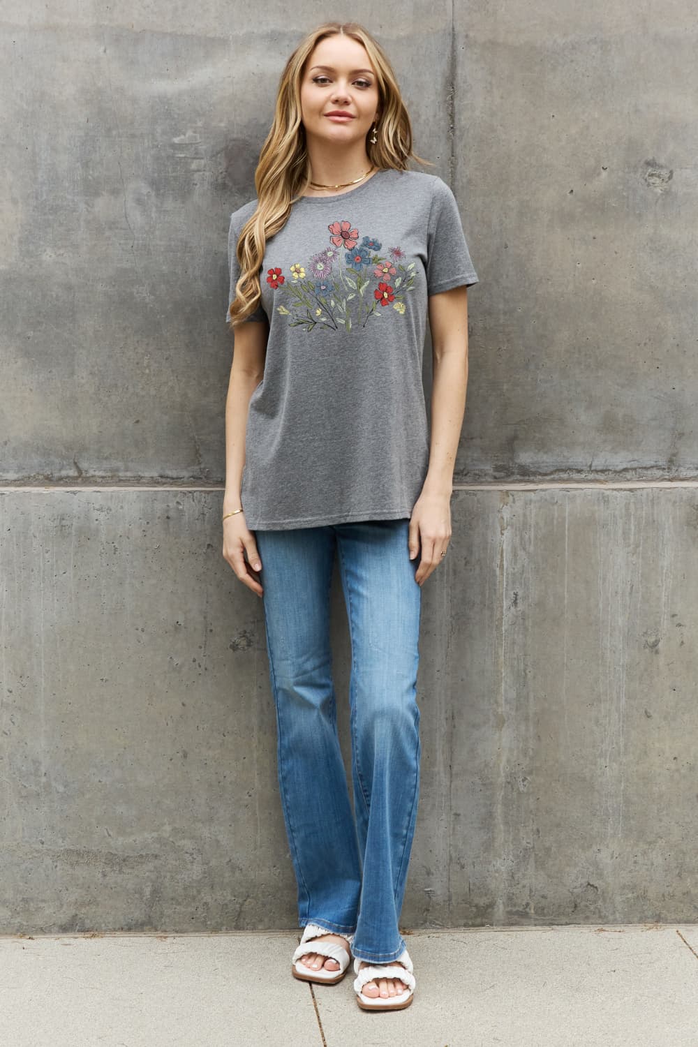 Simply Love Full Size Flower Graphic Cotton Tee