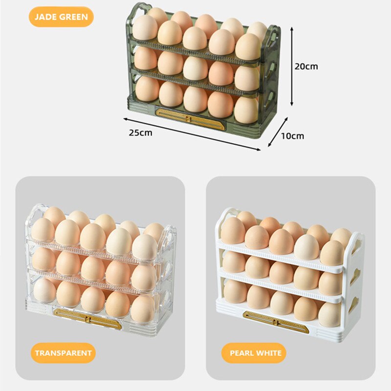 3-layer Egg Rack Egg Storage Box With Handle Refrigerator Egg Tray Overturned Kitchen Egg Storage Container Fresh-keeping Box