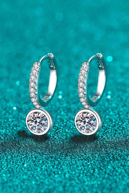 1 Carat Moissanite Rhodium-Plated Drop Earrings