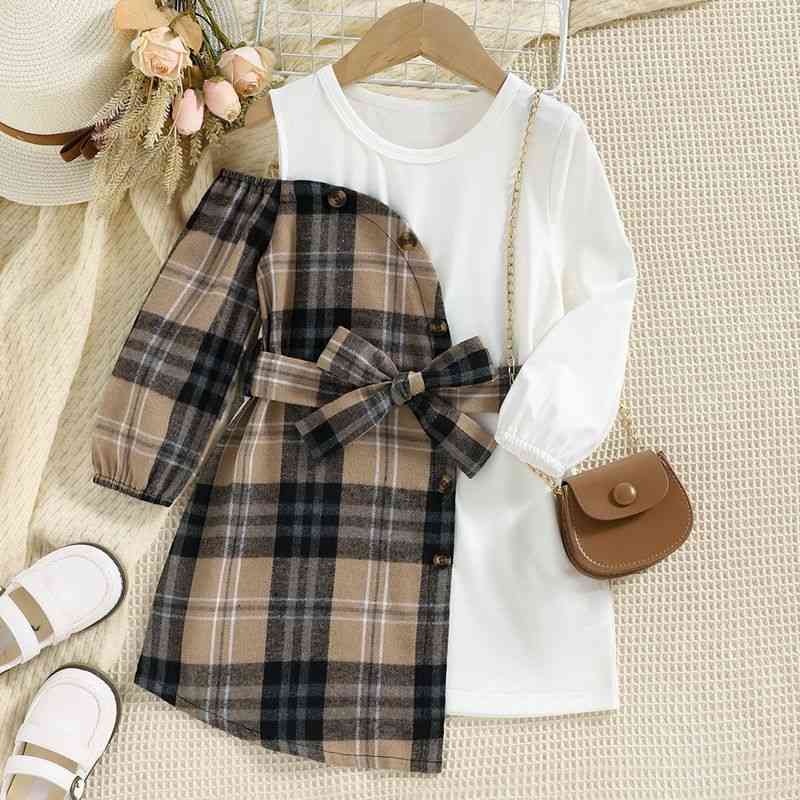 Asymmetrical Cold Shoulder Plaid Dress