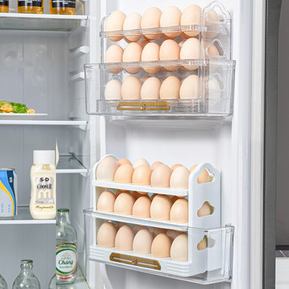 3-layer Egg Rack Egg Storage Box With Handle Refrigerator Egg Tray Overturned Kitchen Egg Storage Container Fresh-keeping Box