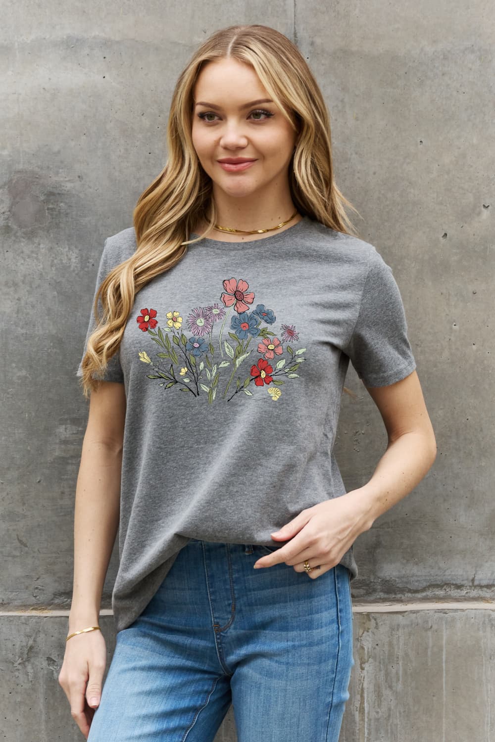 Simply Love Full Size Flower Graphic Cotton Tee