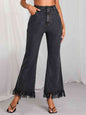 Fringe Detail Wide Leg Jeans