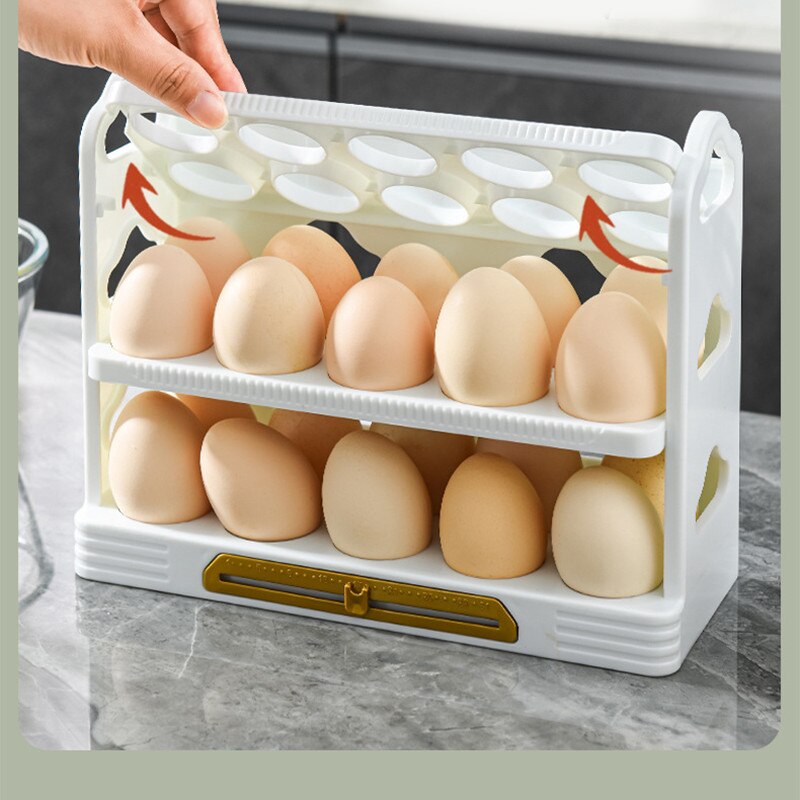 3-layer Egg Rack Egg Storage Box With Handle Refrigerator Egg Tray Overturned Kitchen Egg Storage Container Fresh-keeping Box