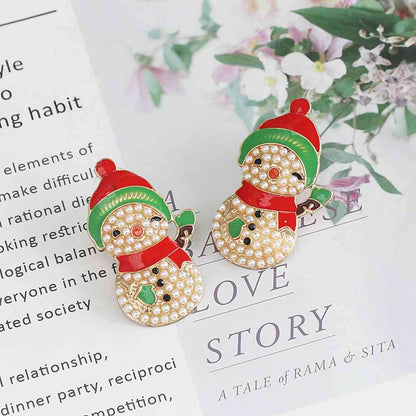 Snowman Rhinestone Alloy Earrings