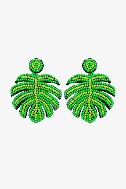 Beaded Banana Leaf Earrings