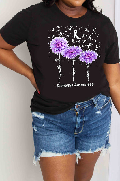 Simply Love Full Size DEMENTIA AWARENESS Graphic Cotton Tee