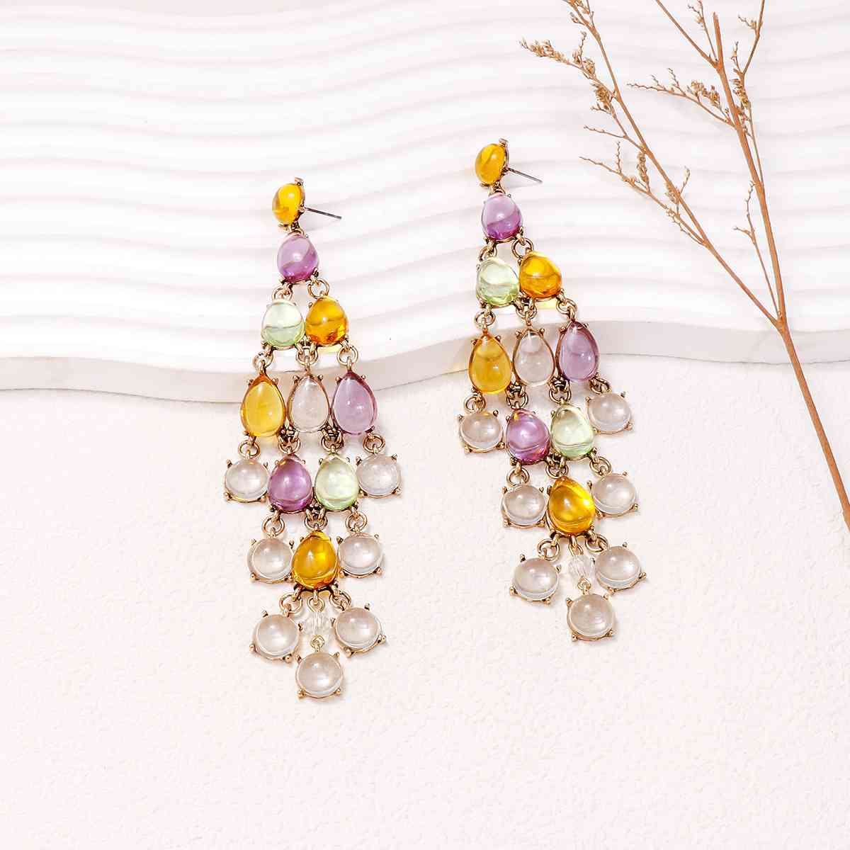 Alloy & Rhinestone Teardrop Earrings