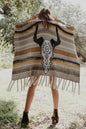 Leto Desert Wanderer Cow Skull Striped Poncho