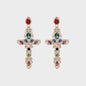 Rhinestone Alloy Cross Earrings