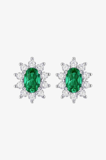 1 Carat Lab-Grown Emerald Stud Earrings