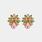 Flower Shape Glass Stone Stud Earrings
