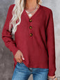 Half Button Long Sleeve Knit Top
