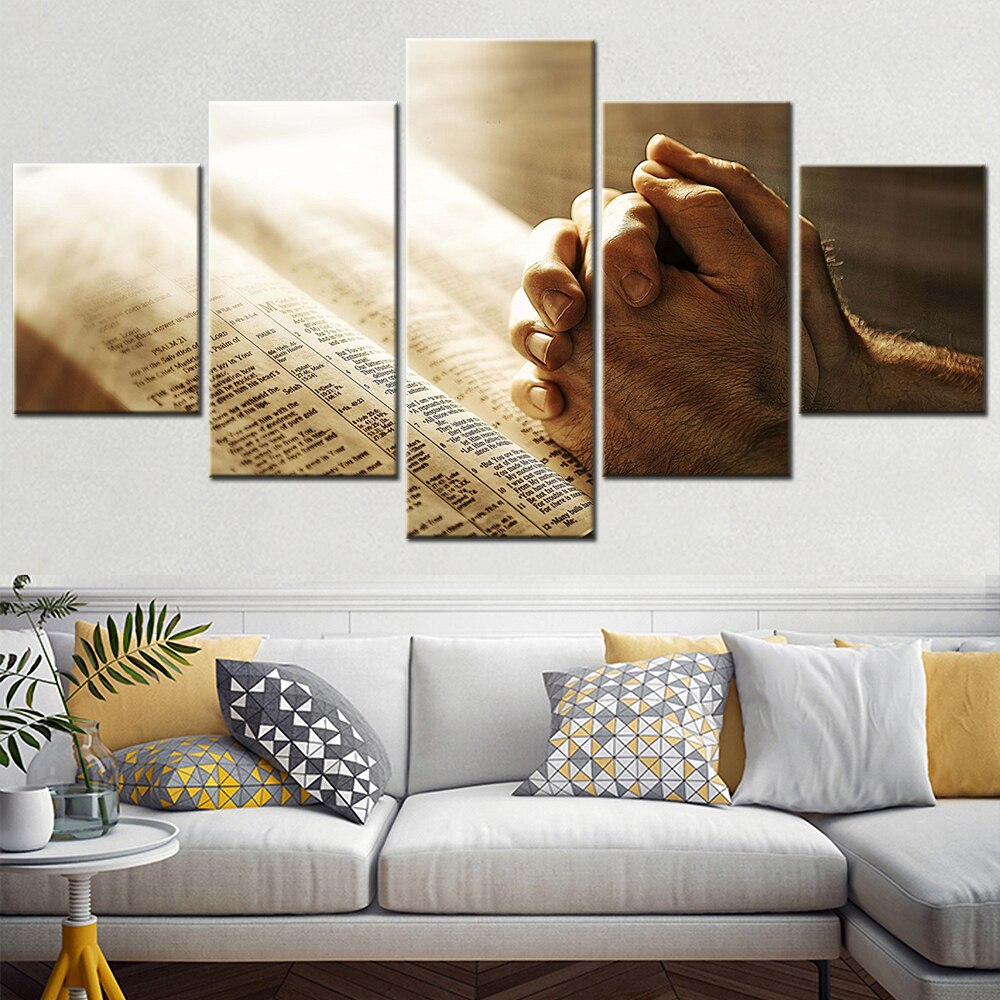 5 Panel Canvas Wall Art Pictures Christian Bible Prayer Image Modern Canvas Painting For Living Room Decoration Home Decor