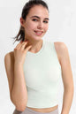 Ribbed Crisscross Round Neck Cropped Sports Tank