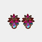 Flower Shape Glass Stone Stud Earrings