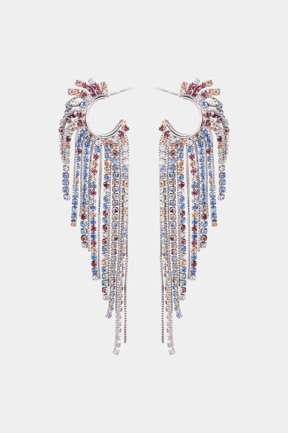 Fringed Rhinestone Zinc Alloy Dangle Earrings