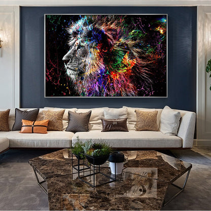 Abstract Lion Canvas Painting Print Street Graffiti Classic Animals Wall Art Posters Modern Pattern Wall Decoration Home Decor