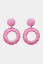 Round Shape Raffia Grass Dangle Earrings