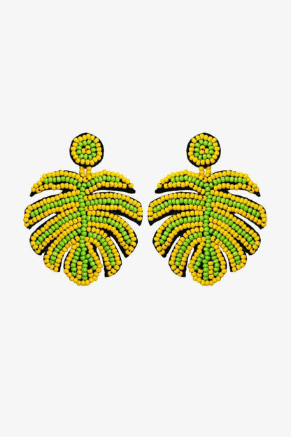 Beaded Banana Leaf Earrings