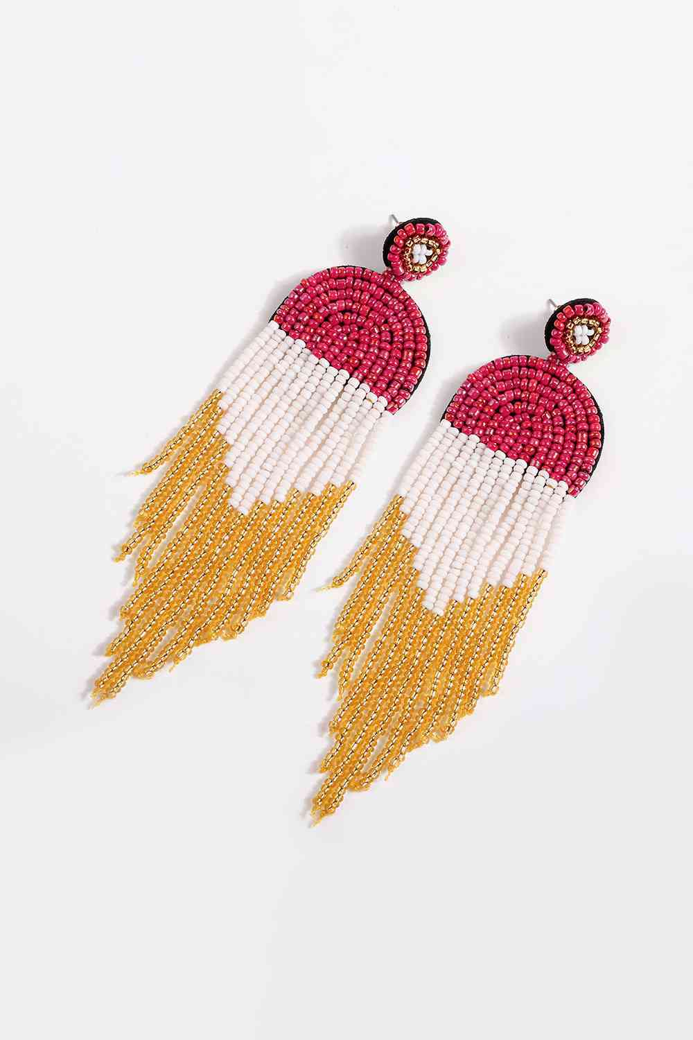 Beaded Fringe Dangle Earrings