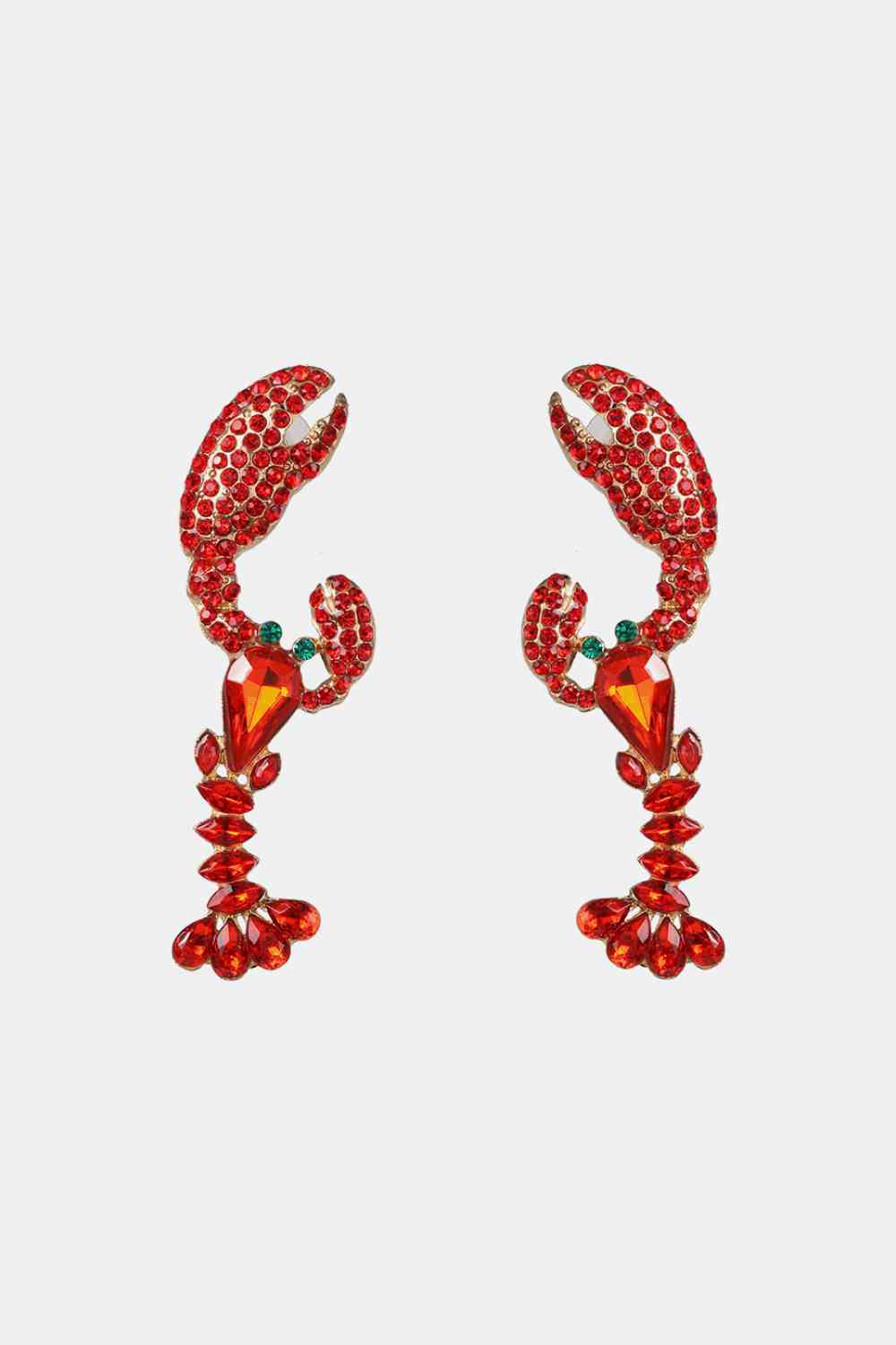 Lobster Shape Glass Stone Dangle Earrings