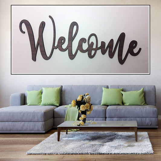 Large Long Welcome Word Cutout Sign Wall Art Posters And Prints Pictures Canvas Painting Decoration Home Decor for Living Room