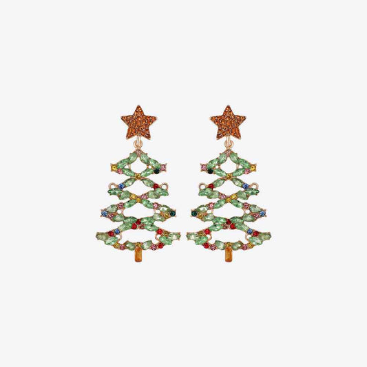 Christmas Tree Rhinestone Alloy Earrings