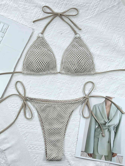 Halter Neck Tie Back Bikini Set