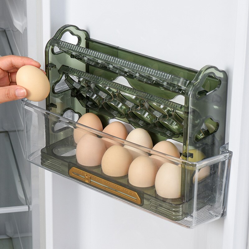 3-layer Egg Rack Egg Storage Box With Handle Refrigerator Egg Tray Overturned Kitchen Egg Storage Container Fresh-keeping Box