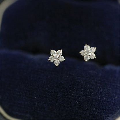 Plated Silver Gold Flower Earrings