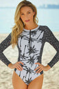 Beach Style Zip-Up One-Piece Swimsuit