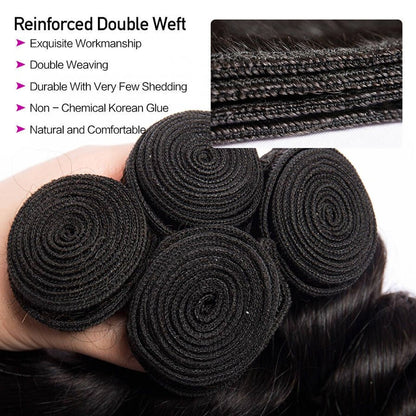 Perstar Brazilian Hair Loose Wave Bundles Human Hair Weave Bundles 1/3/4 PCS Human Hair Loose Wave Bundles Extensions 8-32 Inch