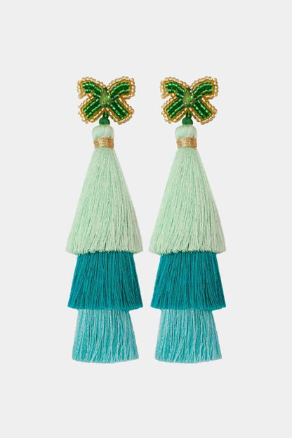 Triple-Layer Tassel Dangle Earrings