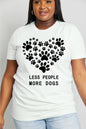 Simply Love Full Size LESS PEOPLE MORE DOGS Heart Graphic Cotton Tee