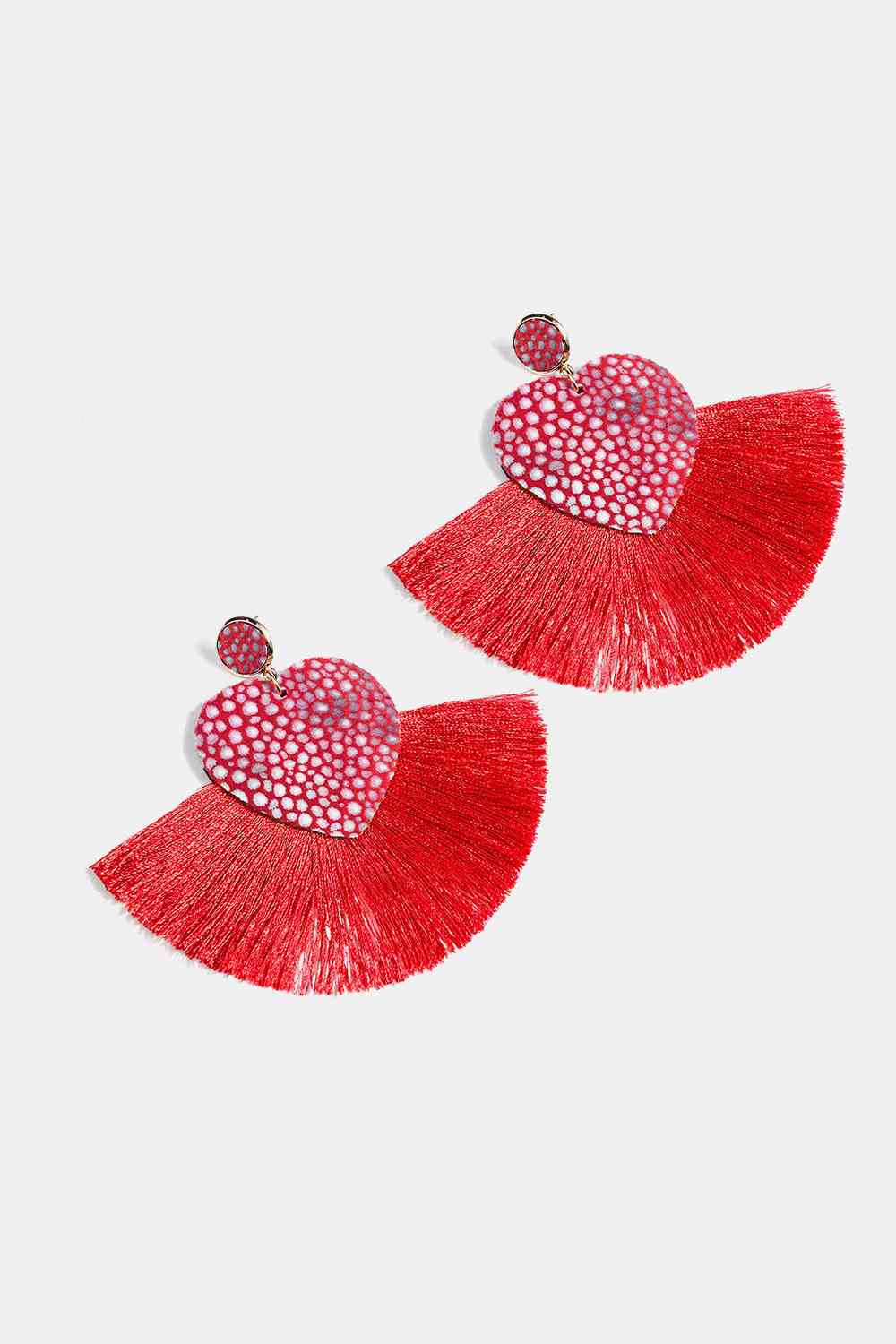 Heart Shape Fringed Dangle Earrings