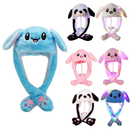 Plush Hat with Movable Ears and LED Light - Funny Soft Toy