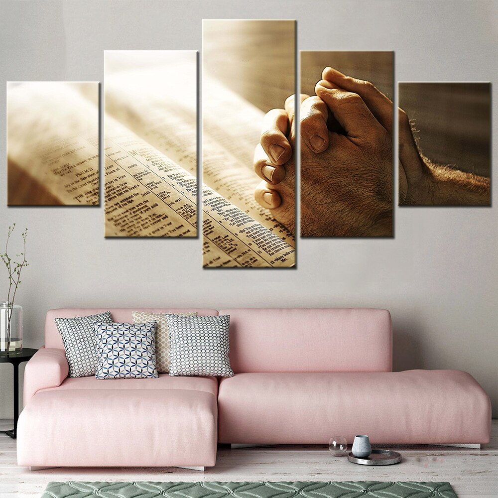 5 Panel Canvas Wall Art Pictures Christian Bible Prayer Image Modern Canvas Painting For Living Room Decoration Home Decor