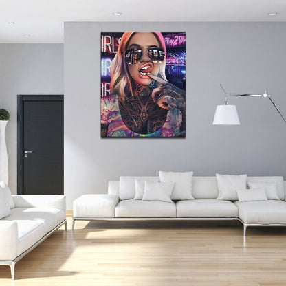 Hip Hop Art Tattoo Sexy Women Portrait Poster Sexy Bad Girl Canvas Painting For Living Room Wall Decorative Pictures Home Decor