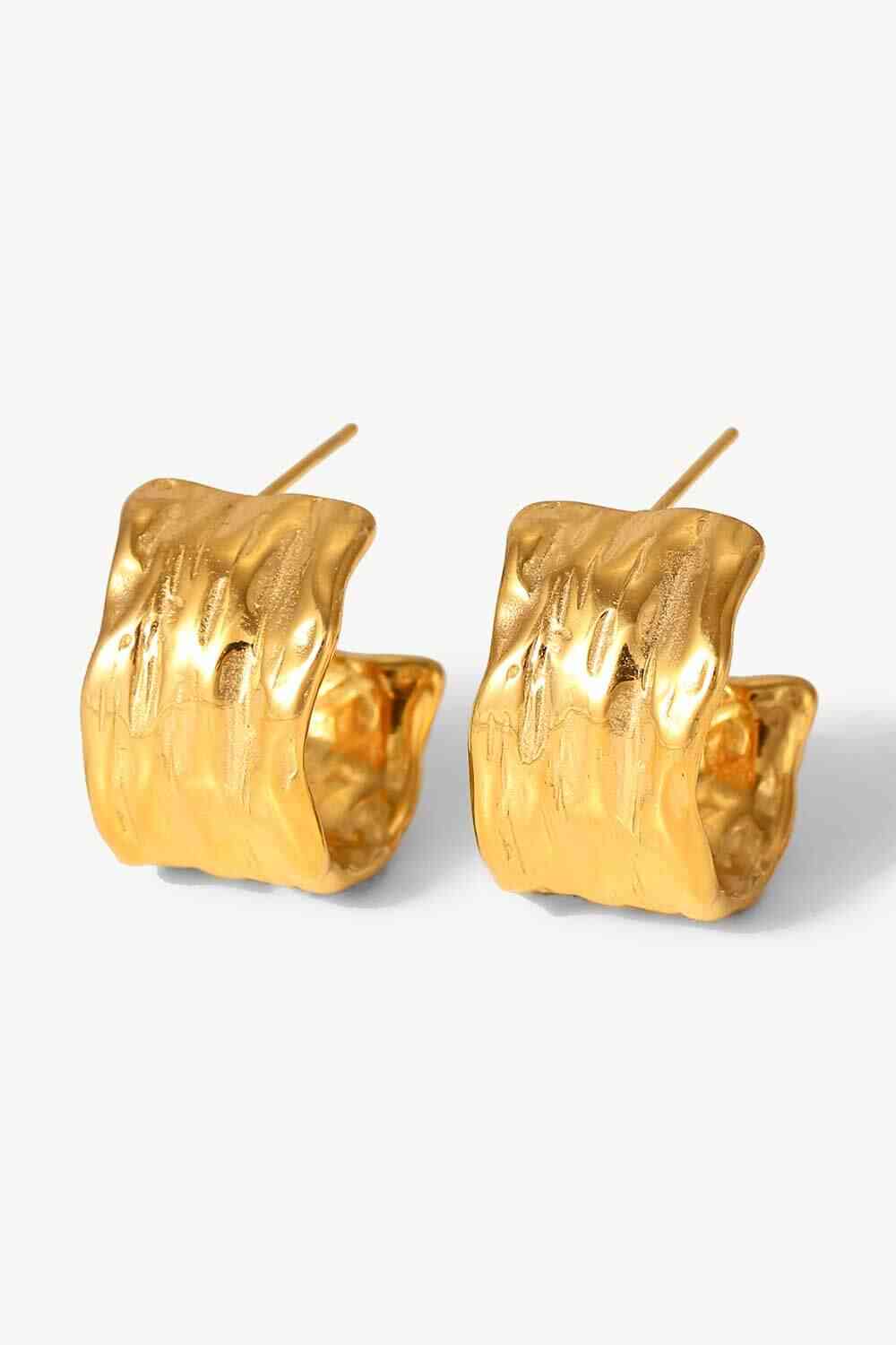 18K Gold-Plated Hammered C-Hoop Earrings