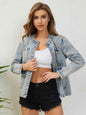 Button Up Round Neck Denim Jacket