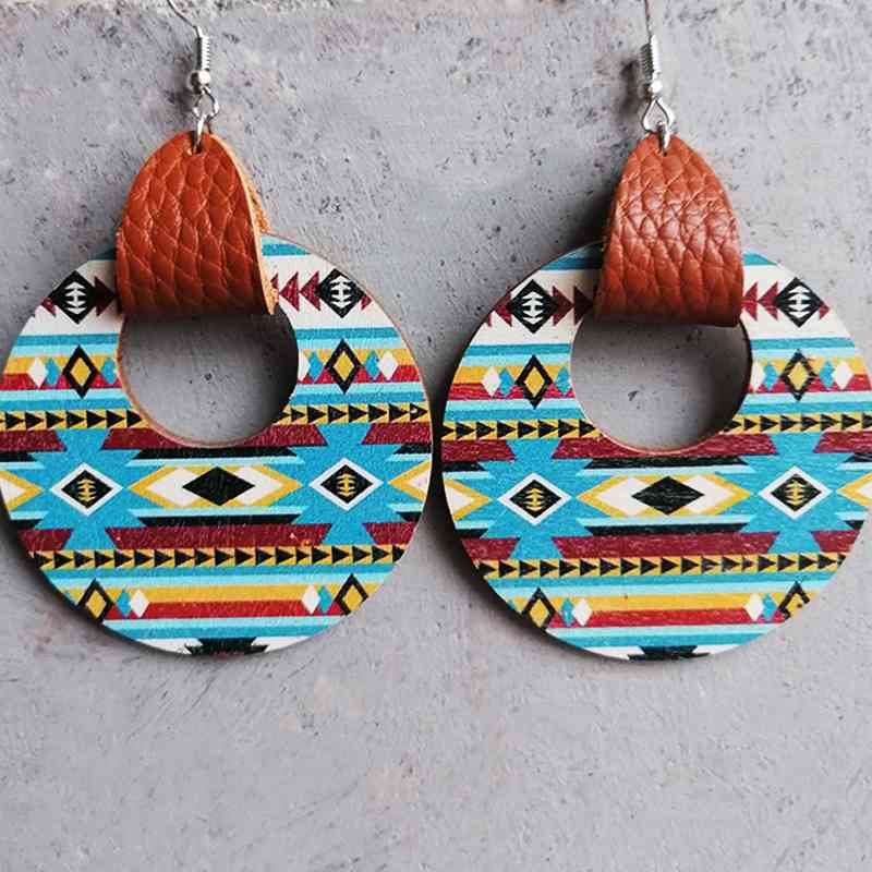 Round Shape Wooden Dangle Earrings