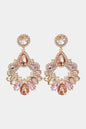 Zinc Alloy Frame Glass Stone Dangle Earrings