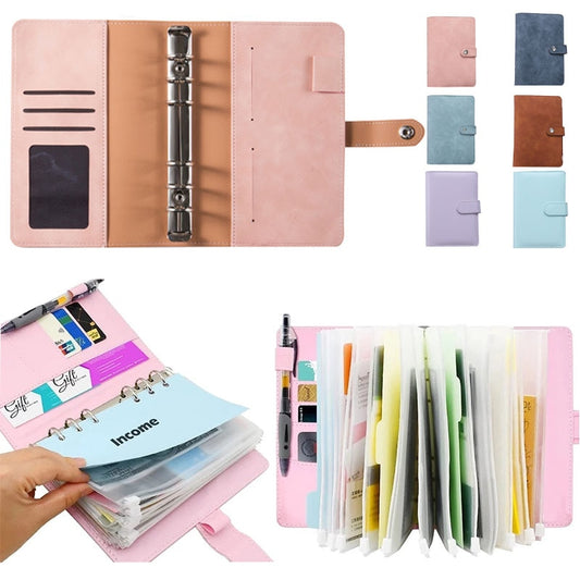 New Budget Planner Cash Envelope Savings Money 6 Holes Binder for Financial Management A6 PU Loose-leaf Notebook Binder Housing