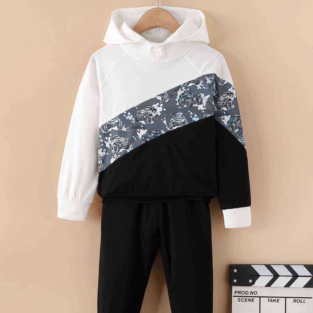 Color Block Hoodie and Pants Set