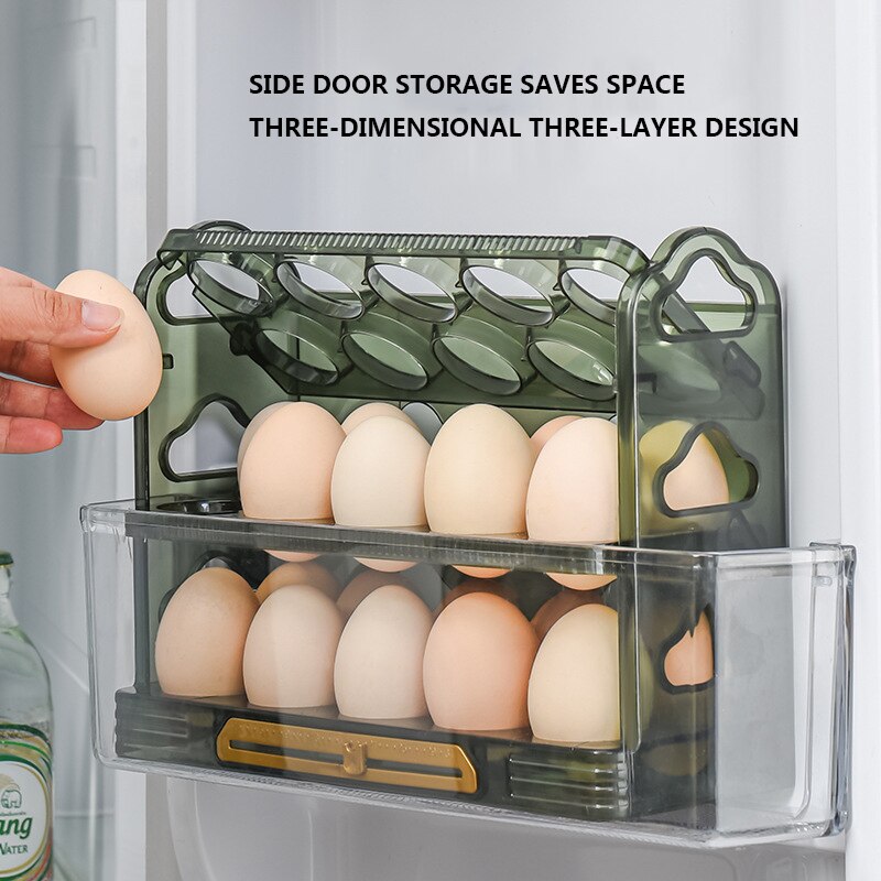 3-layer Egg Rack Egg Storage Box With Handle Refrigerator Egg Tray Overturned Kitchen Egg Storage Container Fresh-keeping Box